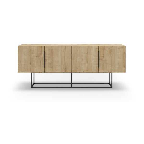 Žema šoninė spintelė natūralios spalvos iš ąžuolo 200x80 cm Titan – Marckeric