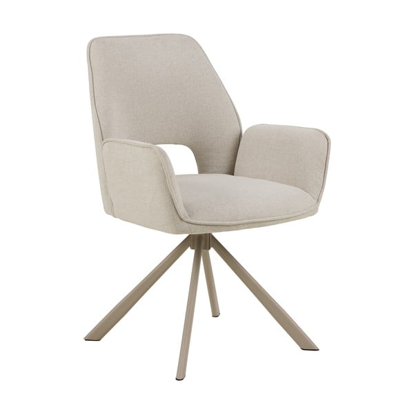 Smėlio spalvos iš audinio valgomojo kėdė su porankiais Graham – Actona