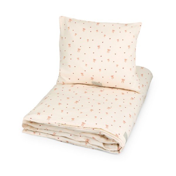 Šviesiai geltonos spalvos/rožinės spalvos iš organiškos medvilnės vaikiška patalynė vaikiškai lovai 100x140 cm Bows – Cam Cam Copenhagen