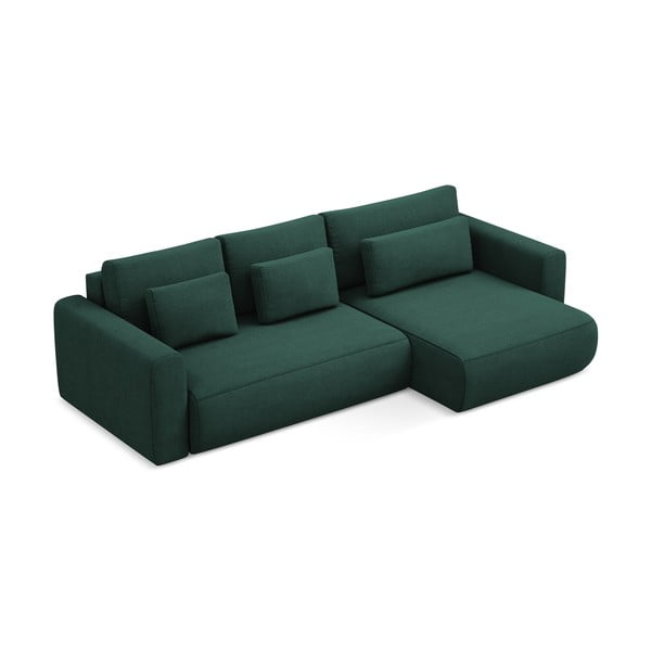 Žalios spalvos sulankstoma/su sandėliavimo vieta kampinė sofa (su dešiniuoju kampu/su gultu) Kapua – Makamii-image-4