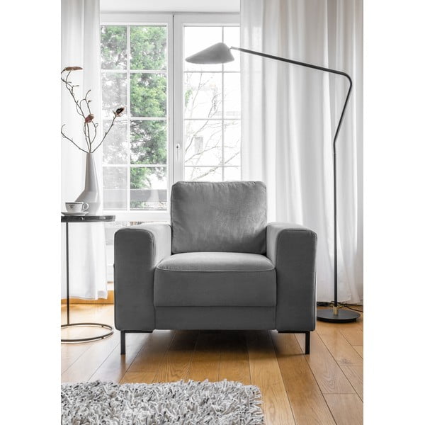 Iš kordinio velveto krėslas pilkos spalvos Lofty Lilly – Miuform-image-1