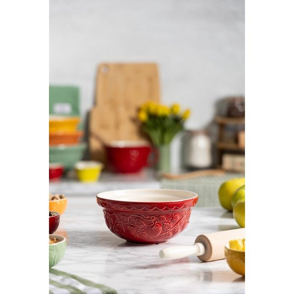 Raudonos spalvos iš akmens masės dubuo ø 21 cm Fruits Strawberry – Mason Cash-image-1