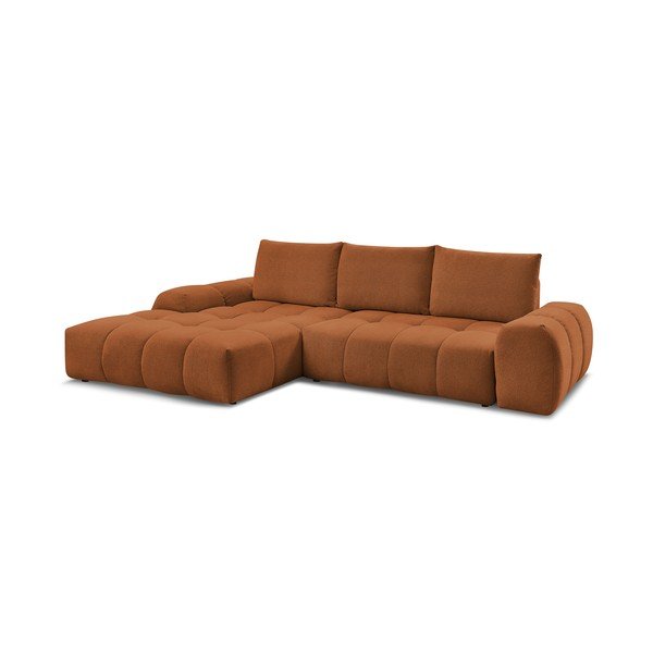 Terakotos spalvos iš šenilinio audinio sulankstoma/su sandėliavimo vieta kampinė sofa (su kairiuoju kampu/su gultu) Everest – Bobochic Paris-image-3