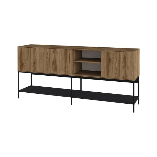 Šoninė spintelė juodos spalvos/natūralios spalvos iš ąžuolo 180x80x40 cm Amira – Marckeric