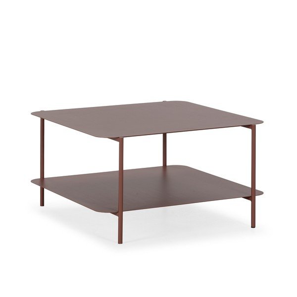 Terakotos spalvos iš metalo kavos staliukas 70x73 cm Beatrix – MOME