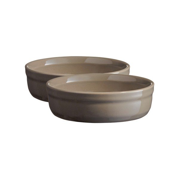 2 pankolio pilkos spalvos kepimo indų rinkinys crème brûlée Emile Henry