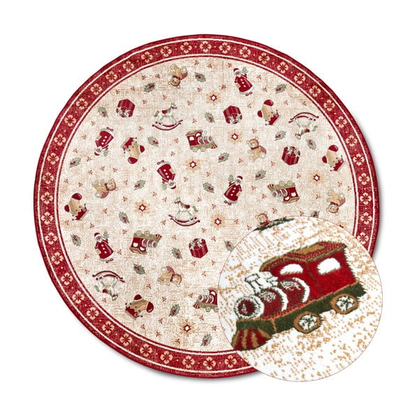 Iš medvilnės mišinio apvalios formos kilimas raudonos spalvos su Kalėdų motyvu ø 160 cm Toy's Delight Red Christmas – Villeroy&Boch