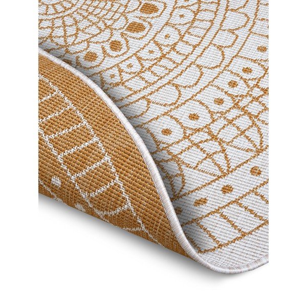 Apvalios formos lauko kilimas ochros spalvos/baltos spalvos ø 140 cm Porto – NORTHRUGS-image-2