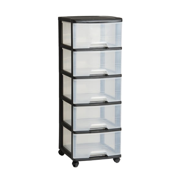 Iš plastiko lentyna ant ratukų juodos spalvos/peršviečiama 37x100 cm – Curver
