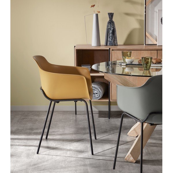 Ąžuolinis valgomojo stalas su stikliniu stalviršiu Kave Home Nori, ø 120 cm-image-4