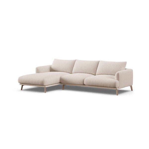 Smėlio spalvos kampinė sofa (su kairiuoju kampu/su gultu) Naomi – Micadoni 