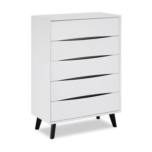 Aukšta šoninė spintelė baltos spalvos 80x117 cm Lyon – Furnhouse-image-2