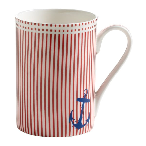 Kaulinio porceliano puodelis "Maxwell & Williams Nautical Red Stripes", 400 ml
