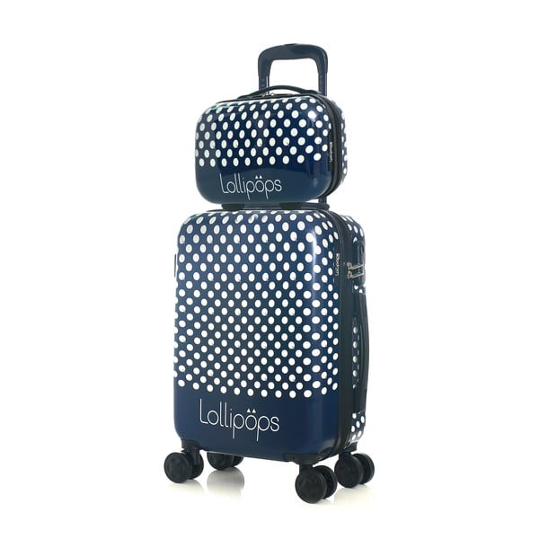 Mėlynos spalvos 4 ratukų bagažo ir lagamino rinkinys Lollipops Penny-image-4