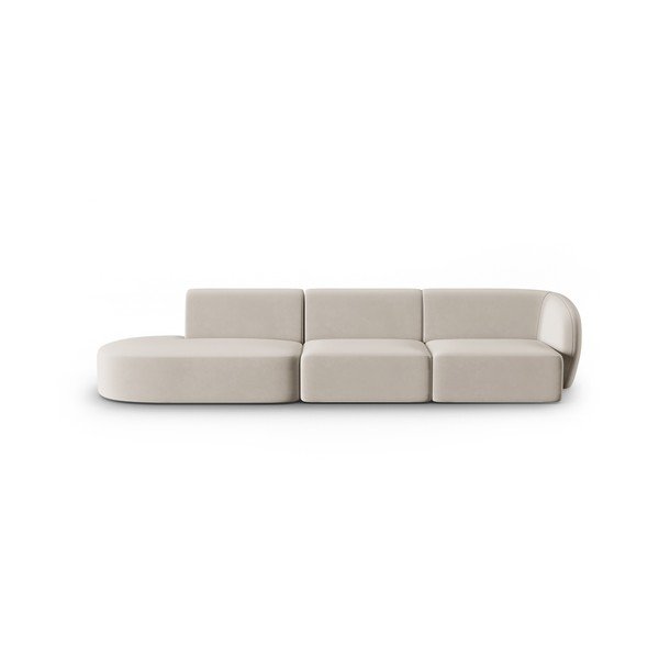 Smėlio spalvos iš velveto sofa su dešiniuoju kampu 311 cm Paolo – Milo Casa