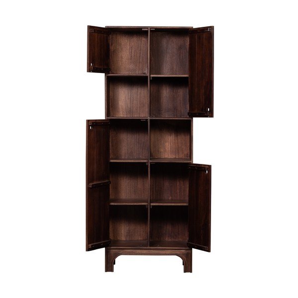 Tamsiai rudos spalvos spintelė iš mango masyvo 75x210x45 cm Staes – WOOOD-image-2