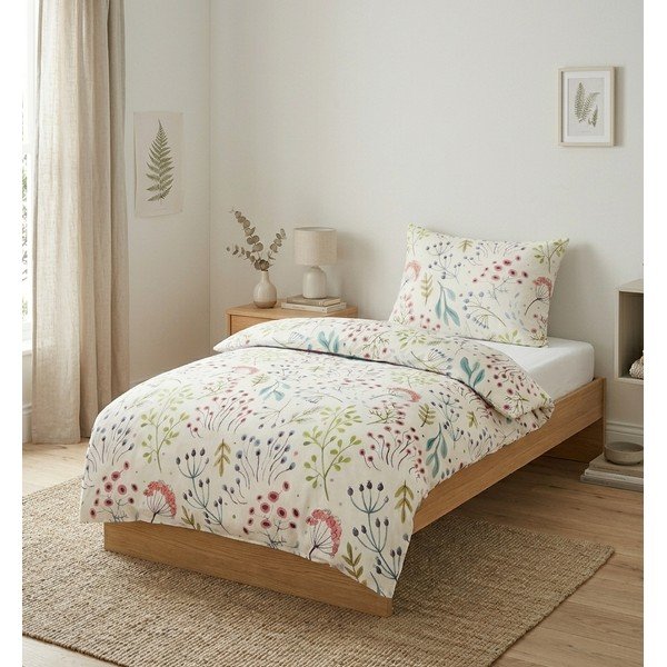 Baltos spalvos iš satino medvilnės viengulė patalynė 140x200 cm Jasmine – My House-image-1