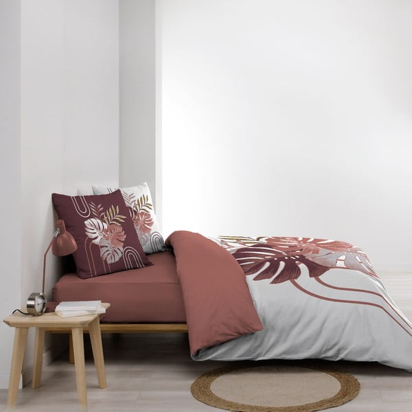 Baltos spalvos/rožinės spalvos iš medvilnės dvigulė/itin ilga patalynė 240x220 cm Astria – douceur d'intérieur-image-1