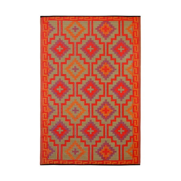 Oranžinis ir violetinis dvipusis lauko kilimas iš perdirbto plastiko Fab Hab Lhasa Orange & Violet, 150 x 240 cm