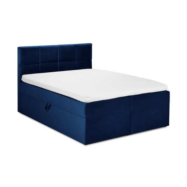 Mėlyna aksominė dvigulė lova Mazzini Beds Mimicry, 180 x 200 cm