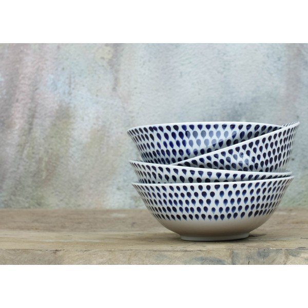 Baltos ir mėlynos spalvos keramikos dubuo Nkuku Indigo Drop, ø 17 cm-image-1