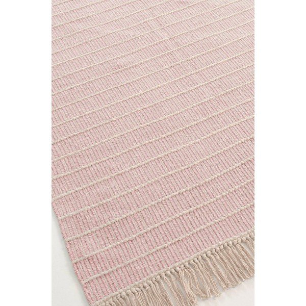 Rankų darbo rožinės spalvos iš medvilnės kilimas 80x150 cm Irma – Jotex-image-4