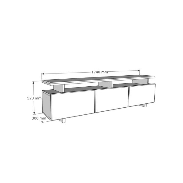 Natūralios spalvos pušies medienos TV staliukas 174x52 cm Natural - Kalune Design-image-4