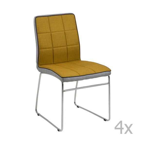 4 geltonai pilkų valgomojo kėdžių rinkinys Actona Justin