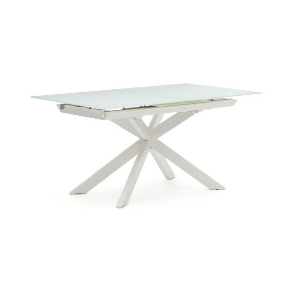 Prailginamas valgomojo stalas su papildomu stalviršiu su stikliniu stalviršiu 90x160 cm Atminda – Kave Home