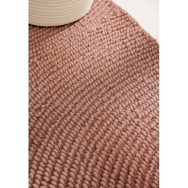 Rankų darbo terakotos spalvos iš vilnos apvalios formos kilimas ø 120 cm Calmio – Hanse Home-image-4