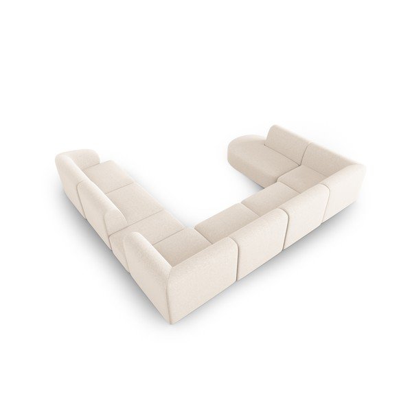 Smėlio spalvos iš šenilinio audinio kampinė sofa (su dešiniuoju kampu/„U“ formos) Paolo – Milo Casa-image-3
