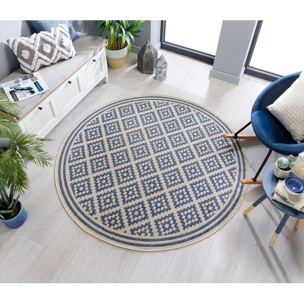 Mėlynai smėlio spalvos apvalus lauko kilimas ø 160 cm Moretti - Flair Rugs-image-2