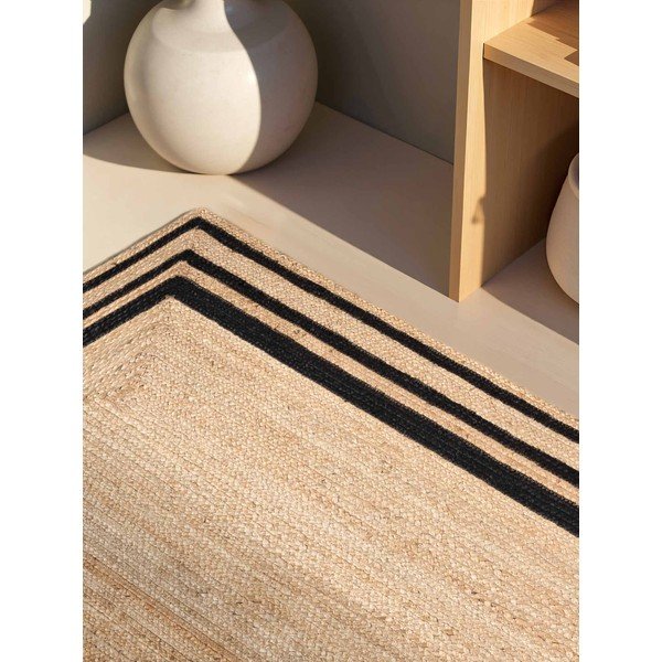 Rankų darbo juodos spalvos/natūralios spalvos iš džiuto kilimas 160x230 cm Jutta – Hanse Home-image-3