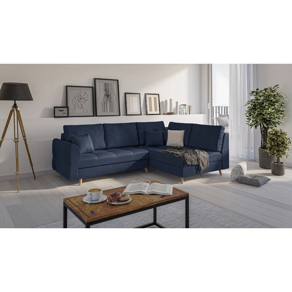 Tamsiai mėlyna kampinė sofa (dešinysis kampas) Ariella - Ropez-image-2