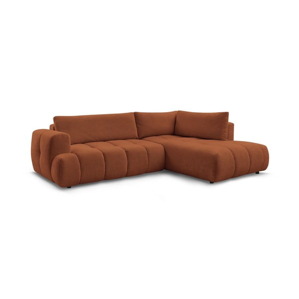 Raudonos plytų spalvos sulankstoma/su sandėliavimo vieta kampinė sofa (su dešiniuoju kampu/„L“ formos) Fuji – Bobochic Paris-image-3