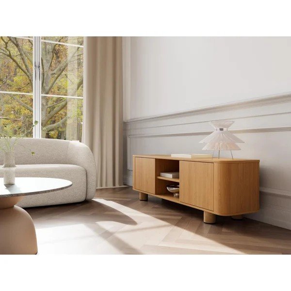 Natūralios spalvos TV spintelė iš ąžuolo 160x50x40 cm Atmore – Actona-image-2
