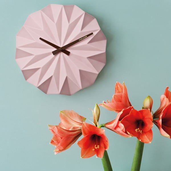 Rožinis sieninis laikrodis Karlsson Origami-image-1