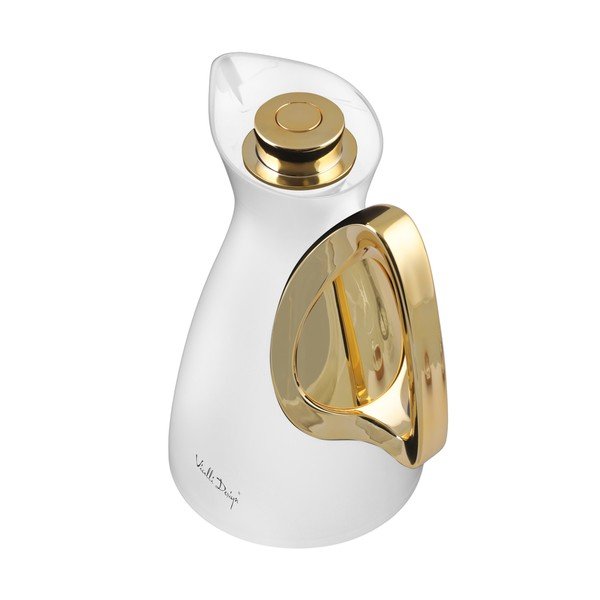 Baltos spalvos/auksinės spalvos termosas 1 l Alessia – Vialli Design-image-2