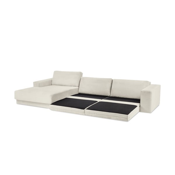 Smėlio spalvos aksominė sofa-lova Milo Casa Donatella, kairysis kampas-image-4