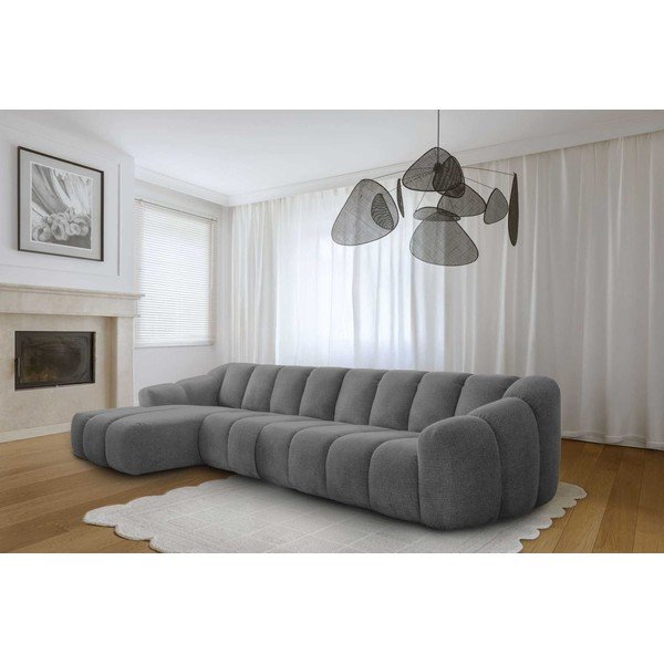 Pilkos spalvos kampinė sofa (su kairiuoju kampu/su gultu) Shell – Miuform-image-2