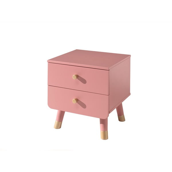 Rožinis vaikiškas naktinis staliukas iš pušies medienos Vipack Billy