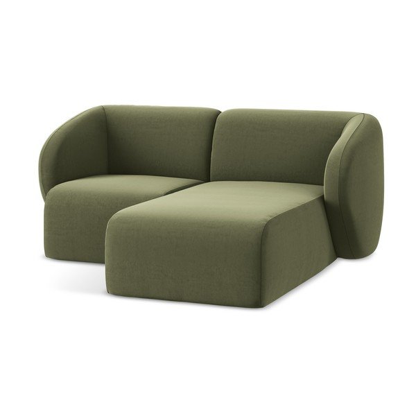 Žalios spalvos kampinė sofa iš velveto (su dešiniuoju kampu/su gultu) Lani – Makamii-image-4
