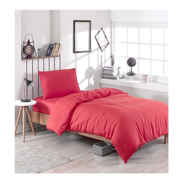 Viengulės lovos patalynė su paklode Bold Red, 160 x 220 cm