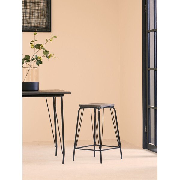 Juodos spalvos/rudos spalvos iš guobos masyvo taburetė District – Premier Housewares-image-1