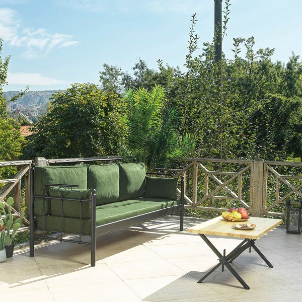 Iš metalo sodo sofa žalios spalvos Hatkus – Floriane Garden-image-1