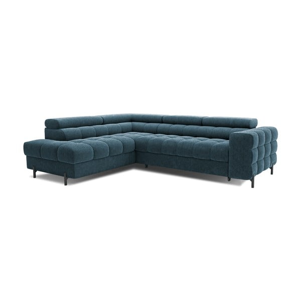 Mėlynos spalvos iš boucle sulankstoma/su sandėliavimo vieta kampinė sofa (su kairiuoju kampu/„L“ formos) Ferucce – ELTAP-image-3