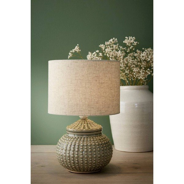 Pilkos spalvos/smėlio spalvos iš lino stalinis šviestuvas (aukštis 39 cm) Niko – Ellos Home-image-1