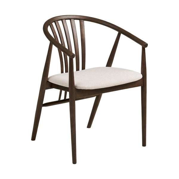 Tamsiai rudos spalvos iš ąžuolo masyvo valgomojo kėdė su porankiais Agustin – House Nordic