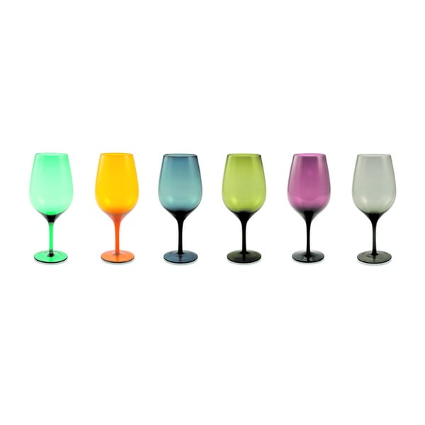 6 spalvotų vyno taurių rinkinys "Villa d'Este Happy Hour", 428 ml