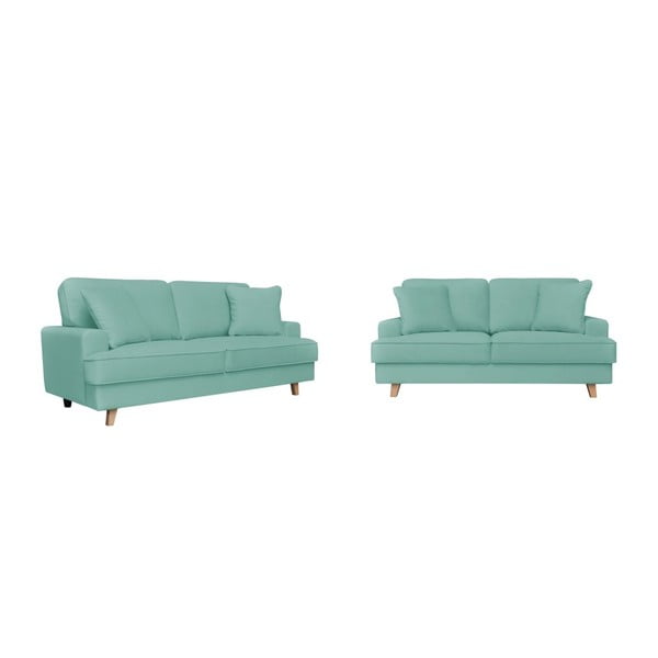 2 žalios spalvos sofų dviems ir trims asmenims rinkinys Cosmopolitan design Madrid